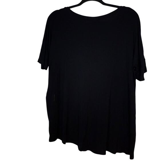 Apt. 9 Black and White circle print v-neck short sleeve blouse Petitie Large - Picture 3 of 5